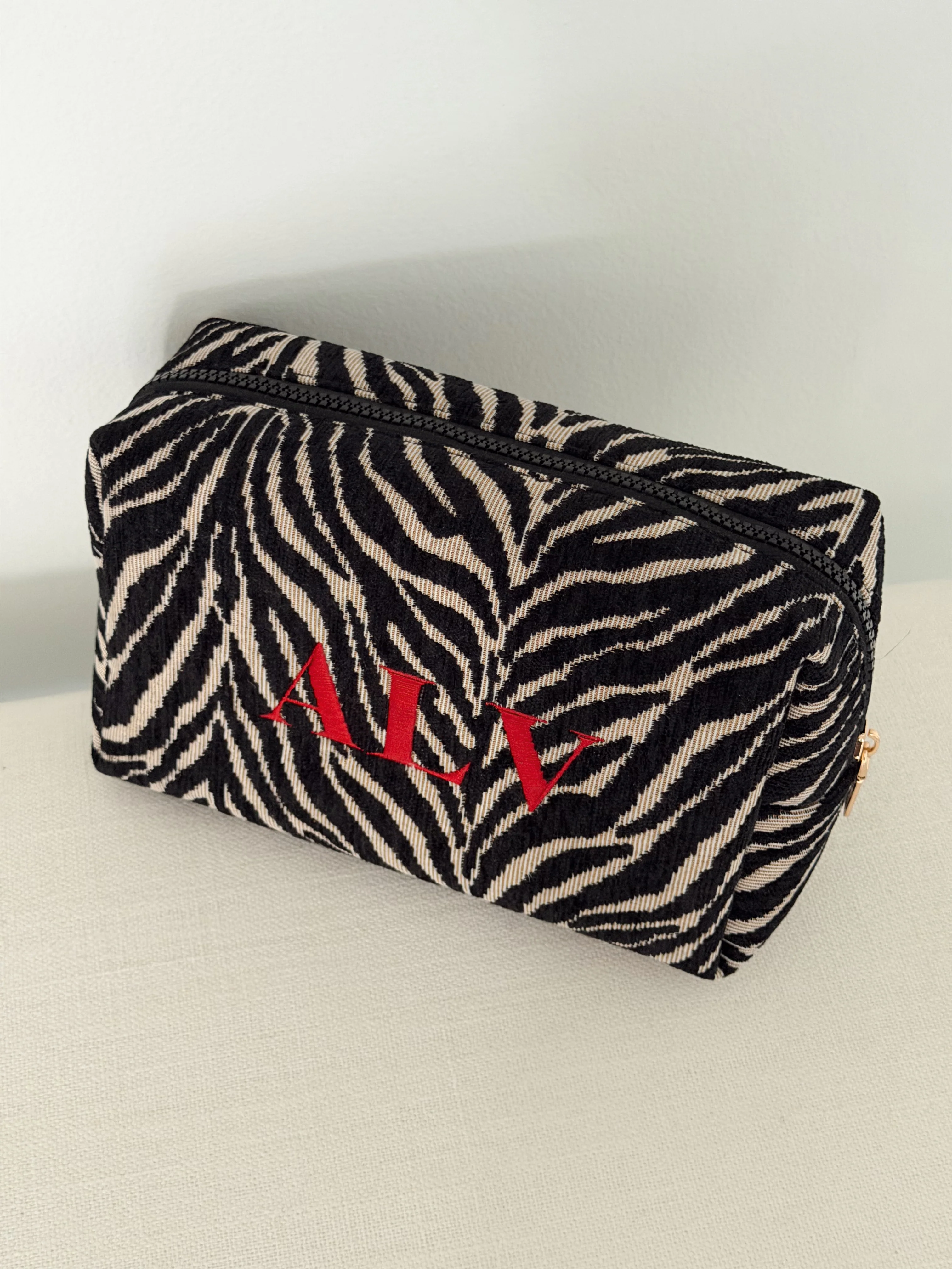 EMBROIDERED ZEBRA POUCH