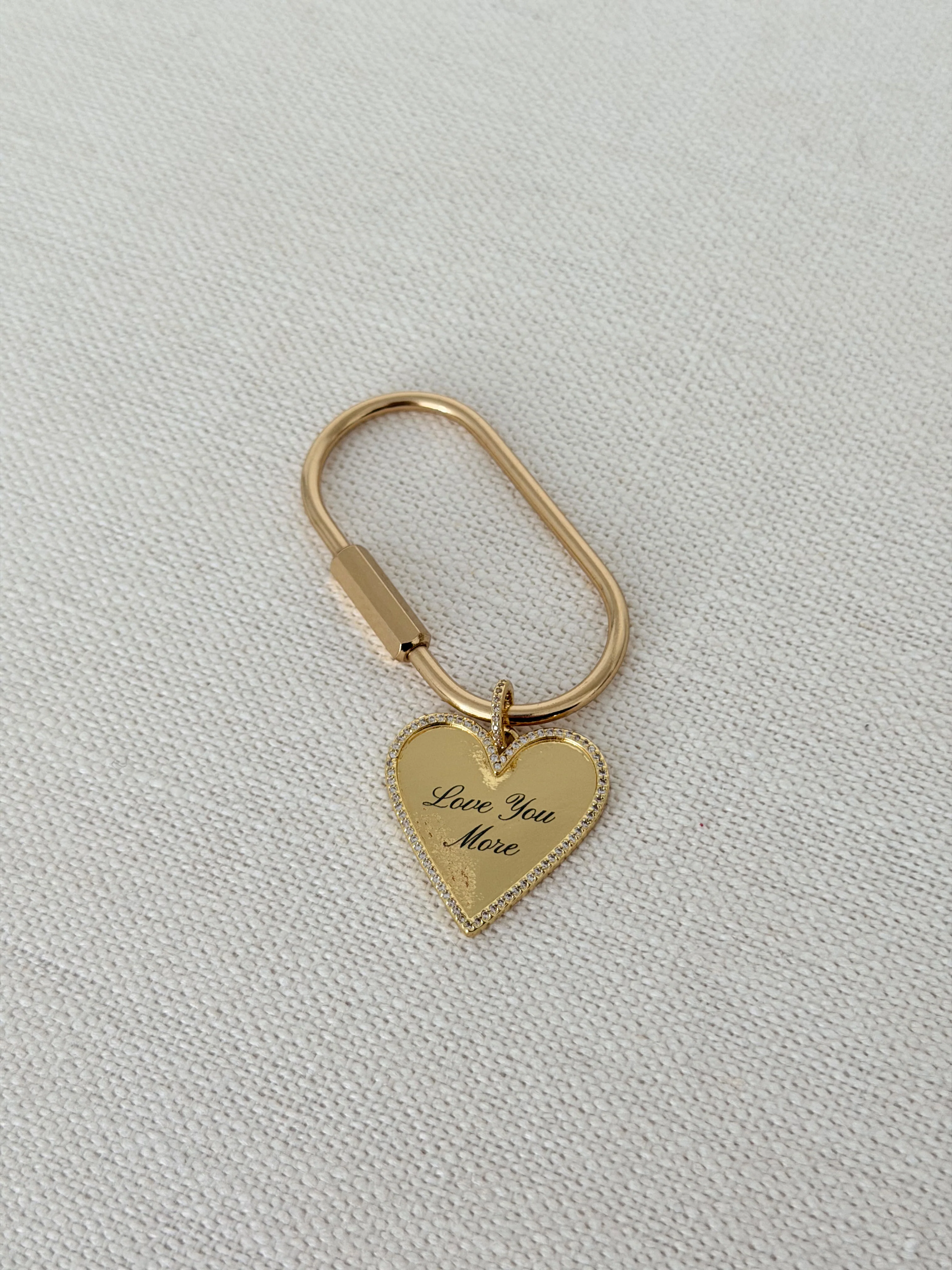 ENGRAVED GOLD HEART BAG CHARM