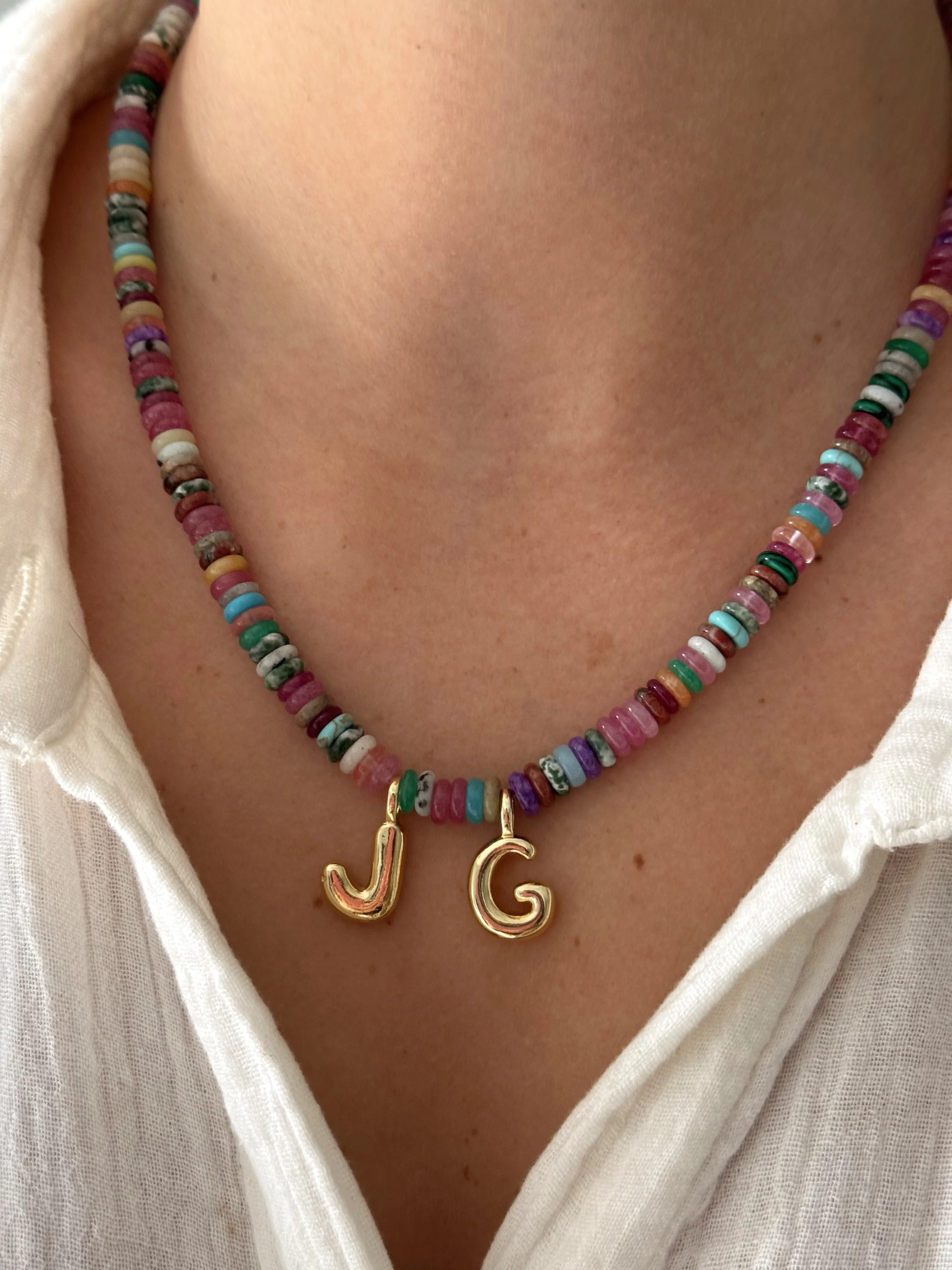 GEMSTONE INITIAL NECKLACE - Image 2