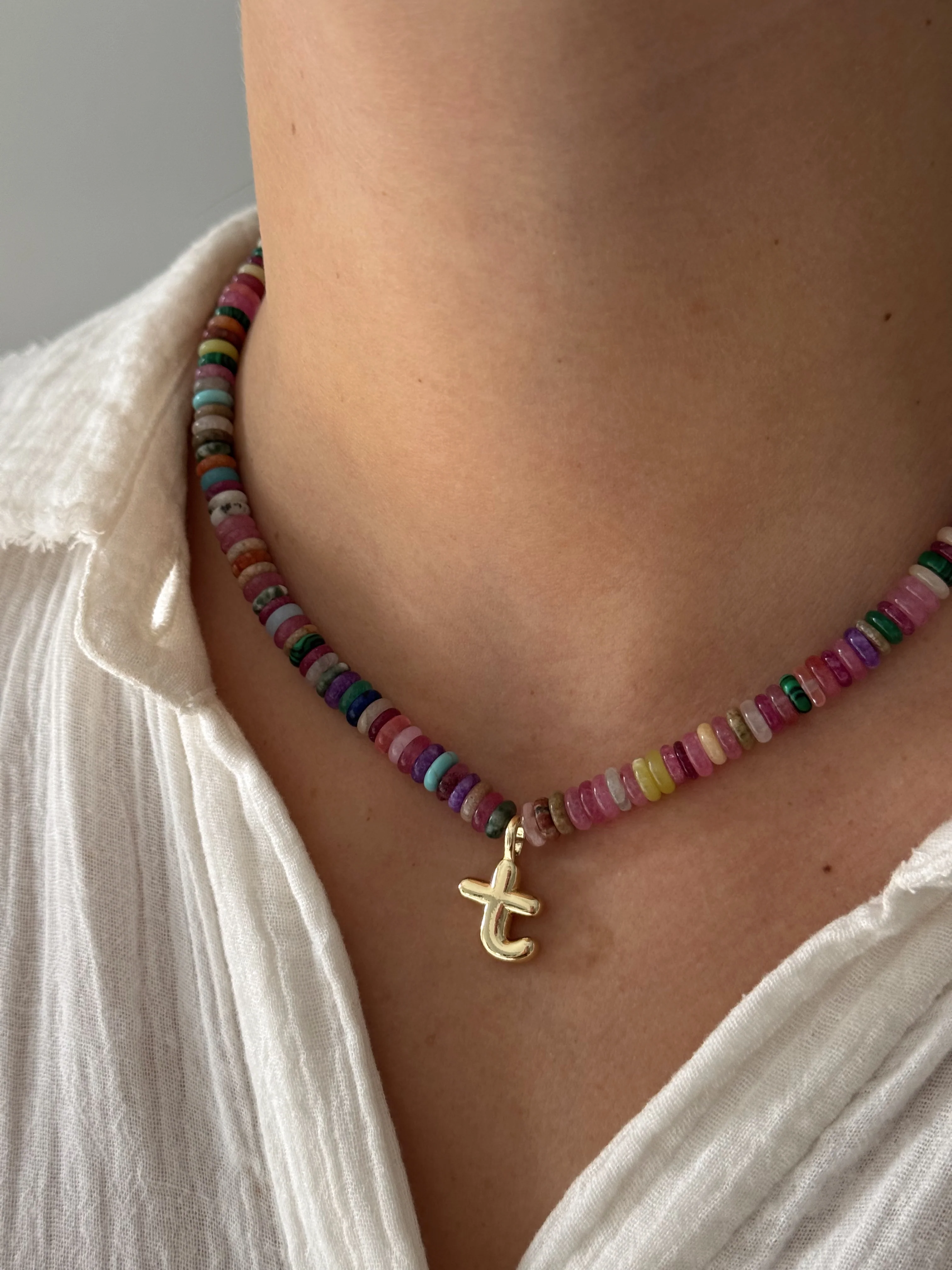GEMSTONE INITIAL NECKLACE - Image 4