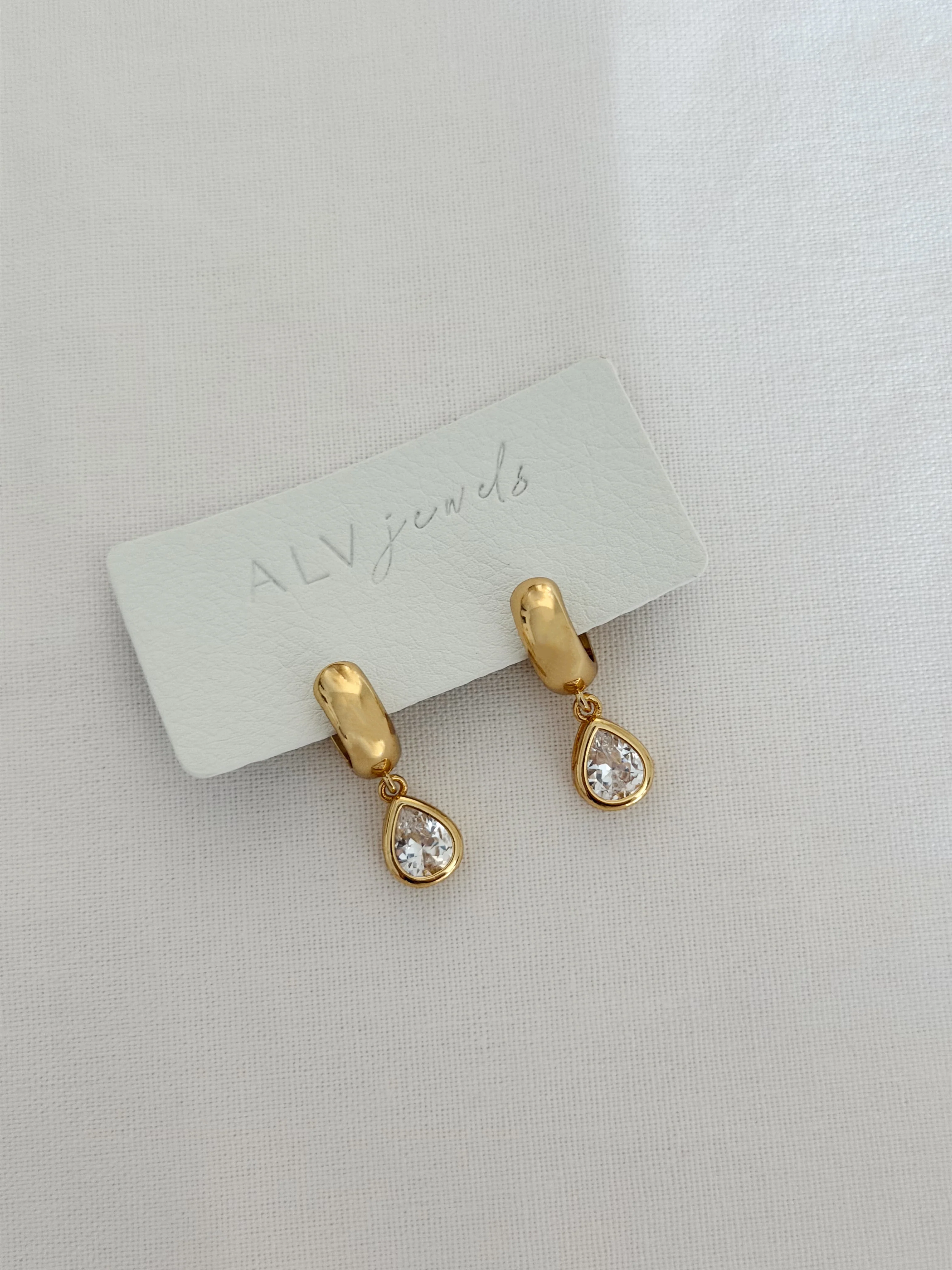 WIDE PEAR HUGGIE HOOPS - Image 2
